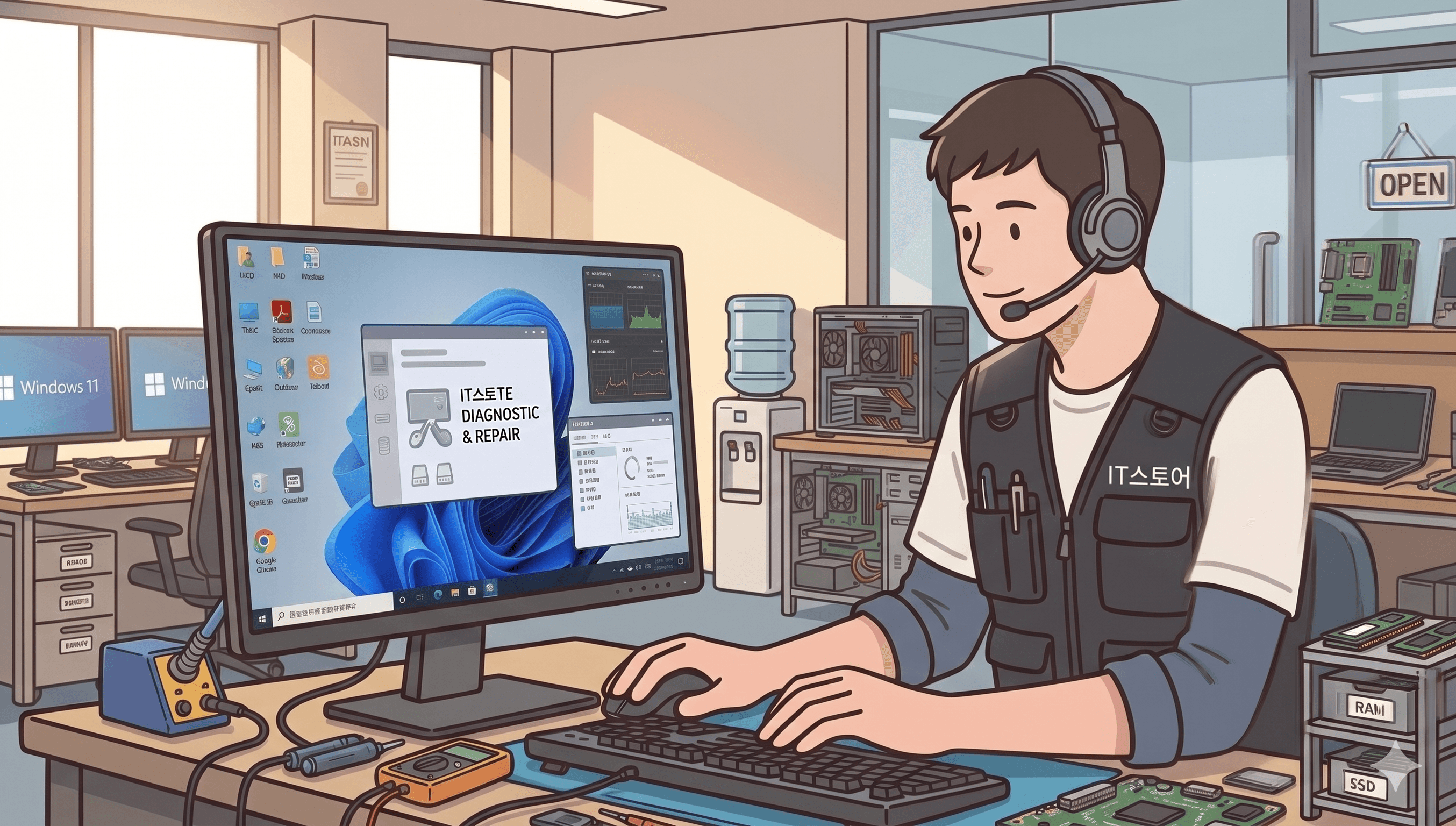 원격점검 일러스트