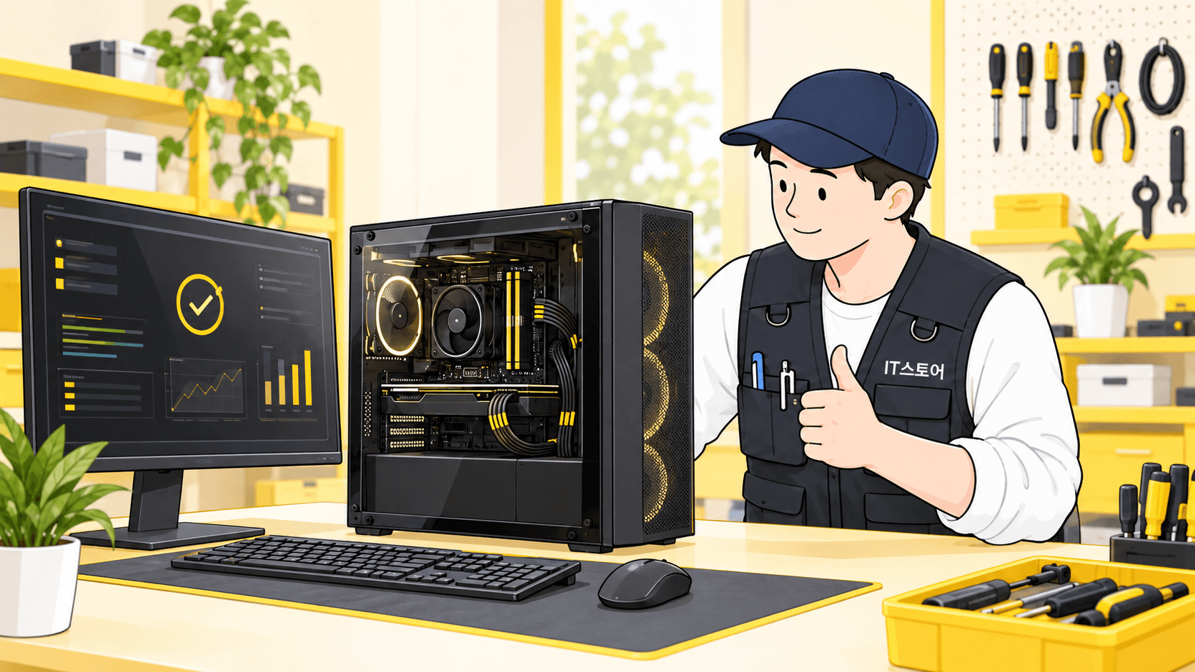 PC 상태 확인 서비스 일러스트