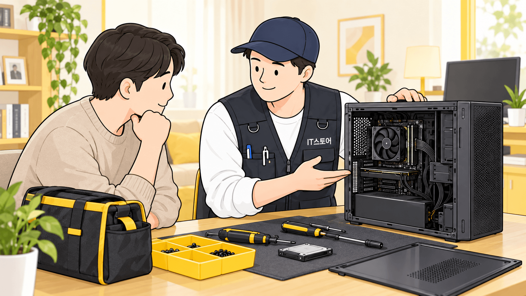 가정 방문 출장수리 서비스 일러스트