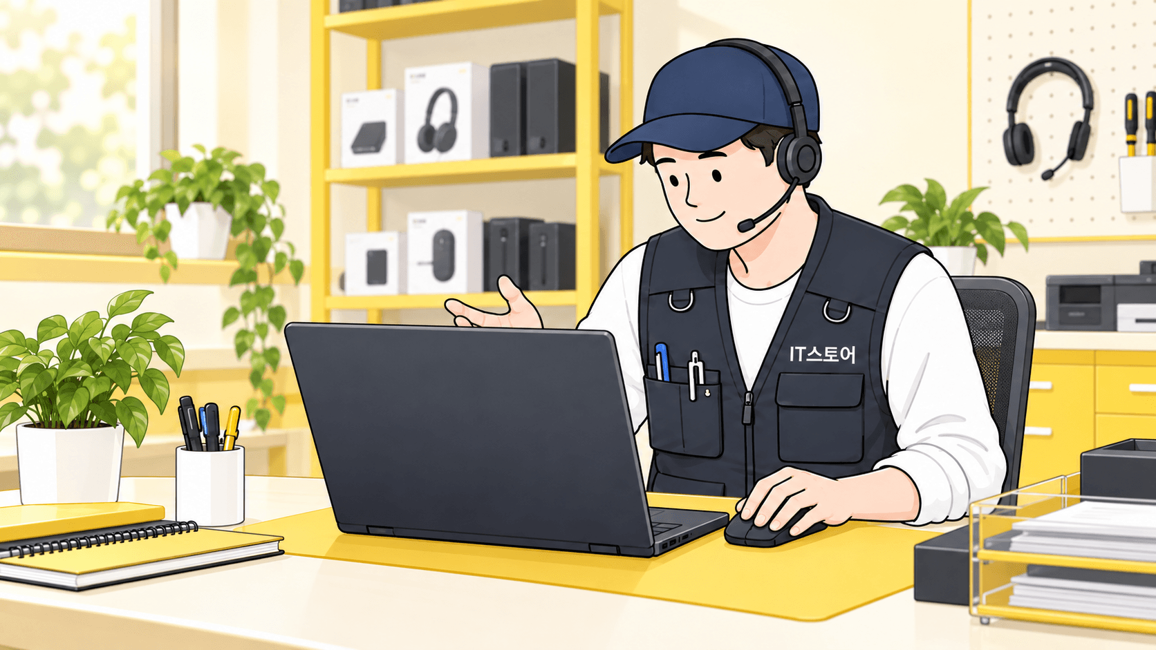 원격점검 전화 상담 서비스 일러스트